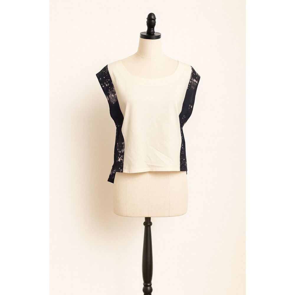 Lime & Vine Paneled Graphic Sleeveless Boxy Top High-Low Hem Size S